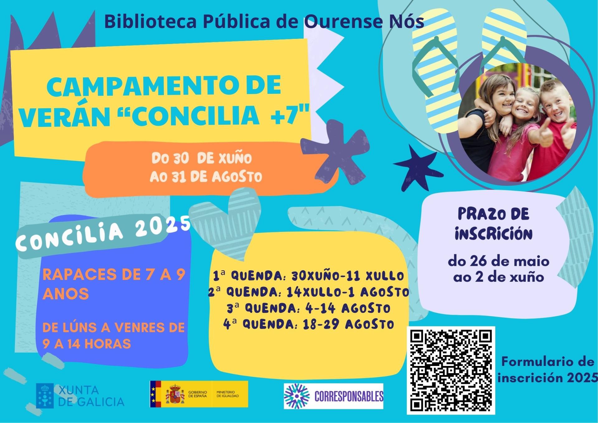 Cartel campamento verán nenos +7