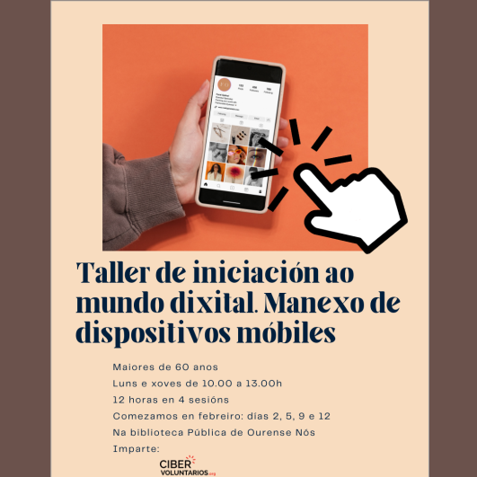 Cartel do cursos de iniciación ao mundo dixital para maiores de 60 anos
