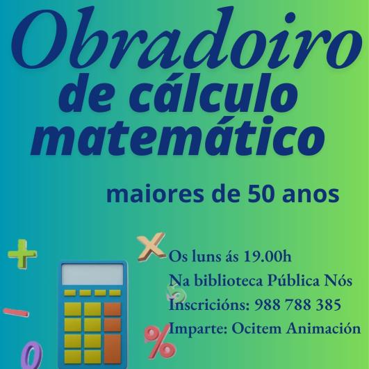 Cartel do taller de cálculo matemático para maiores de 50 anos