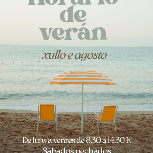 Cartel no que se indica o horario de verán, imaxe praia